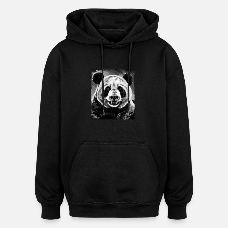 Panda Portrait - Sweat à capuche oversize unisexe - noir