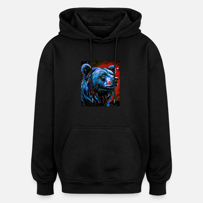 Portrait d’ours - Sweat à capuche oversize unisexe - noir