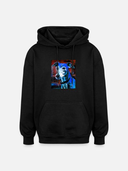 Greyhound Dog Portrait - Oversized Unisex Hoodie - black