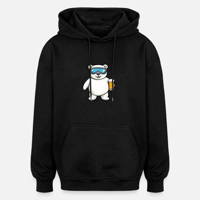 Eisbär Apres Ski Bier Comic - Oversized Unisex Hoodie - Schwarz