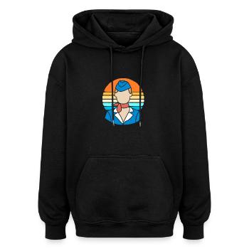 Stewardess Flugbegleiter - Oversized Unisex Hoodie - Schwarz - Vorne - Noah (186cm)