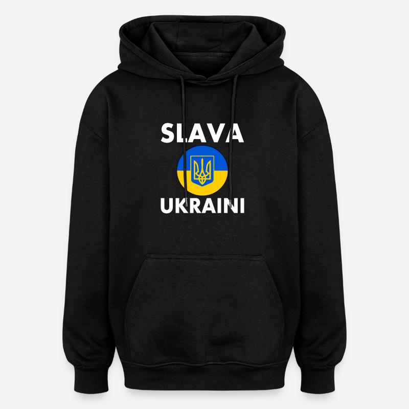 Slava ukraini - Sweat à capuche oversize unisexe - noir