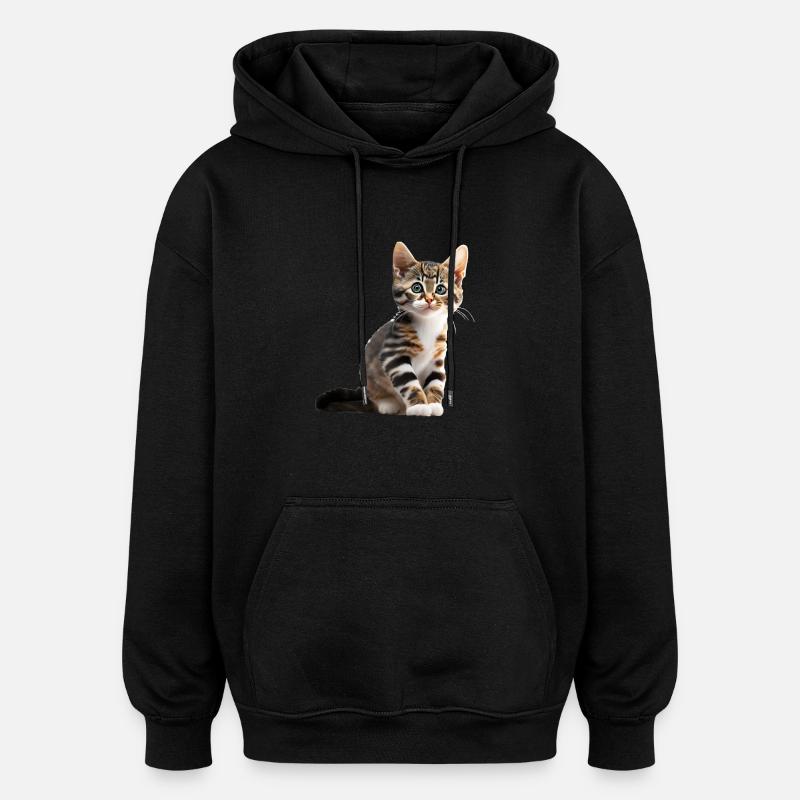 Mignon jeune chat - Sweat à capuche oversize unisexe - noir