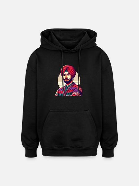 Indischer Mann Neu-Delhi - Oversized Unisex Hoodie - Schwarz