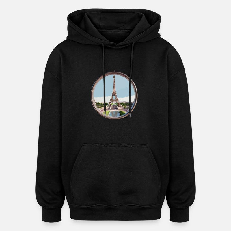 Tour Eiffel - Sweat à capuche oversize unisexe - noir