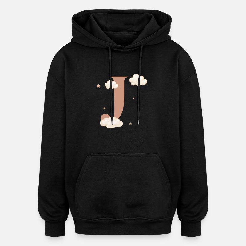 Letter j clouds stars - Oversized Unisex Hoodie - black