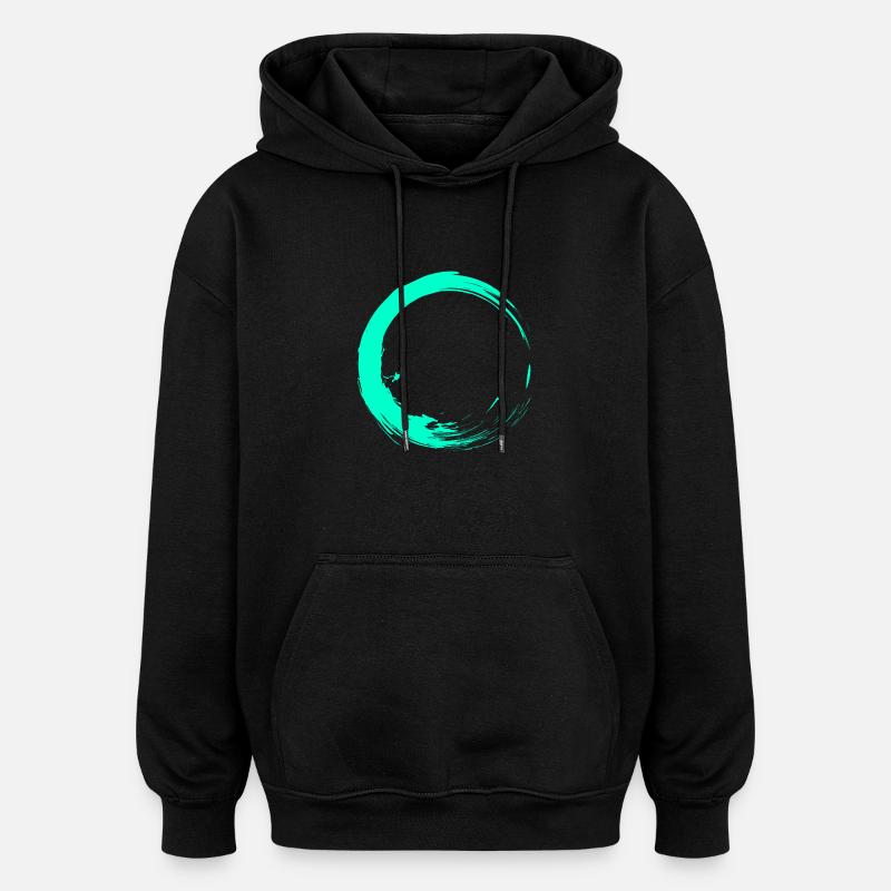 Cercle brosse design turquoise - Sweat à capuche oversize unisexe - noir