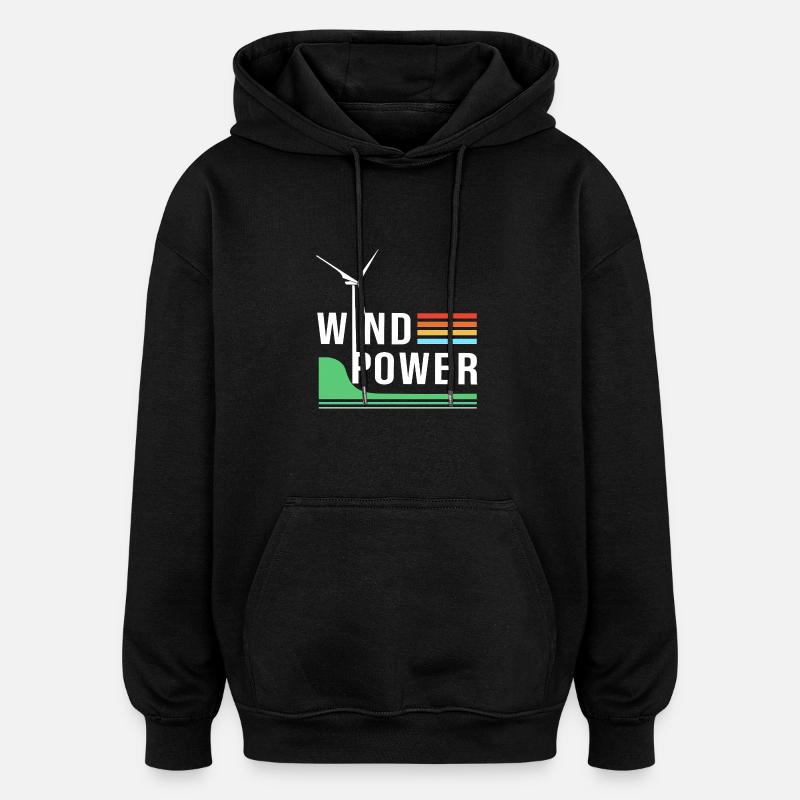 Éolienne, énergie éolienne, énergie éolienne - Sweat à capuche oversize unisexe - noir