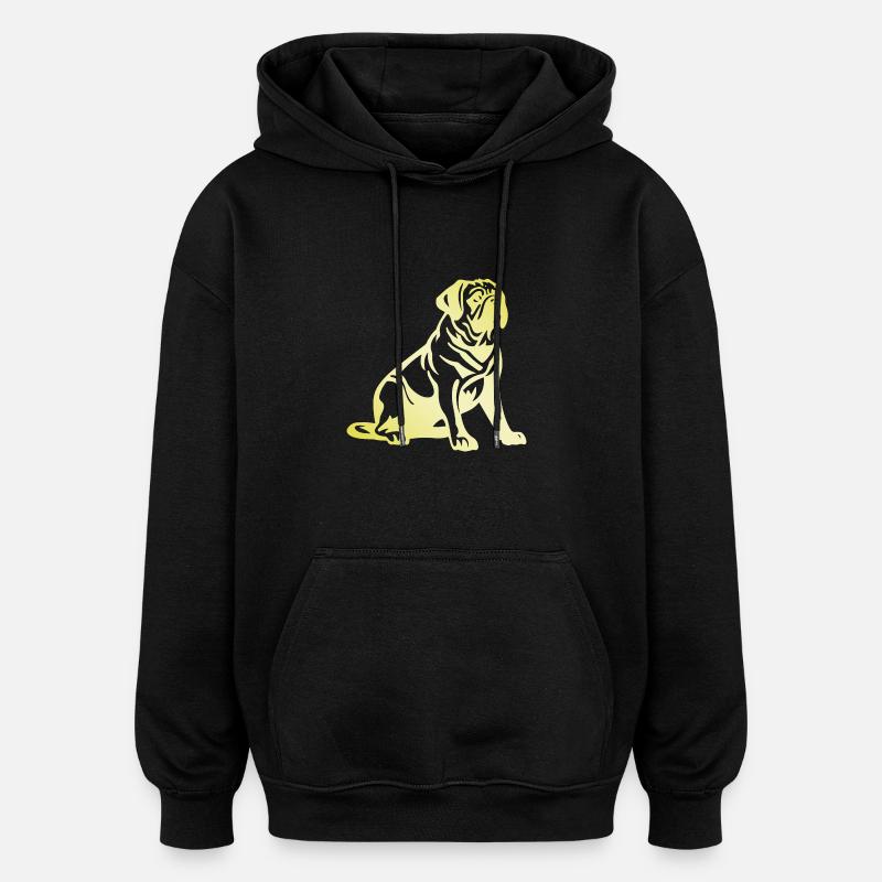 Silhouette de chien carlin - Sweat à capuche oversize unisexe - noir