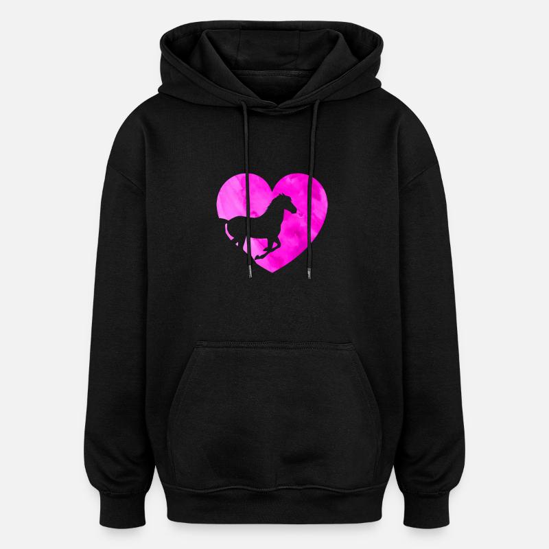 Pferd Herz Reiten Liebe Pferde - Oversized Unisex Hoodie - Schwarz