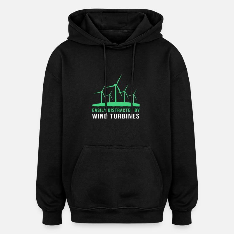 Énergie éolienne Éolienne Énergie éolienne - Sweat à capuche oversize unisexe - noir