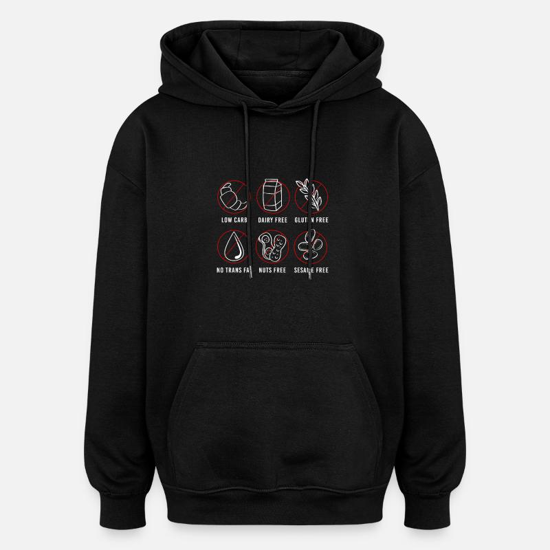 Allergie alimentaire - Sweat à capuche oversize unisexe - noir