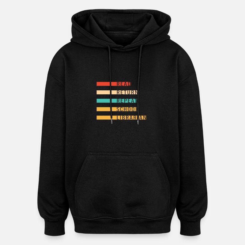 Bookworm Library Reading - Oversized Unisex Hoodie - black