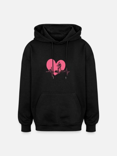 Fréquence cardiaque du soignant - Sweat à capuche oversize unisexe - noir