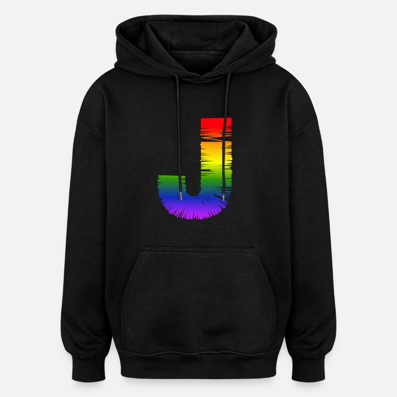 Rainbow J - Oversized Unisex Hoodie - black