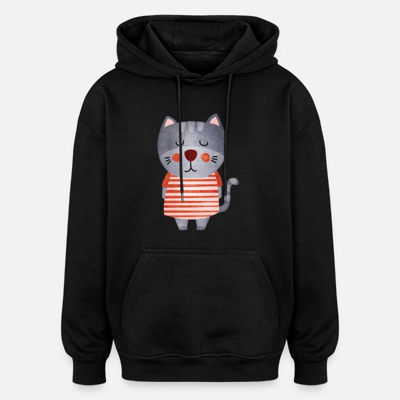 Zuckersüße Katze - Oversized Unisex Hoodie - Schwarz