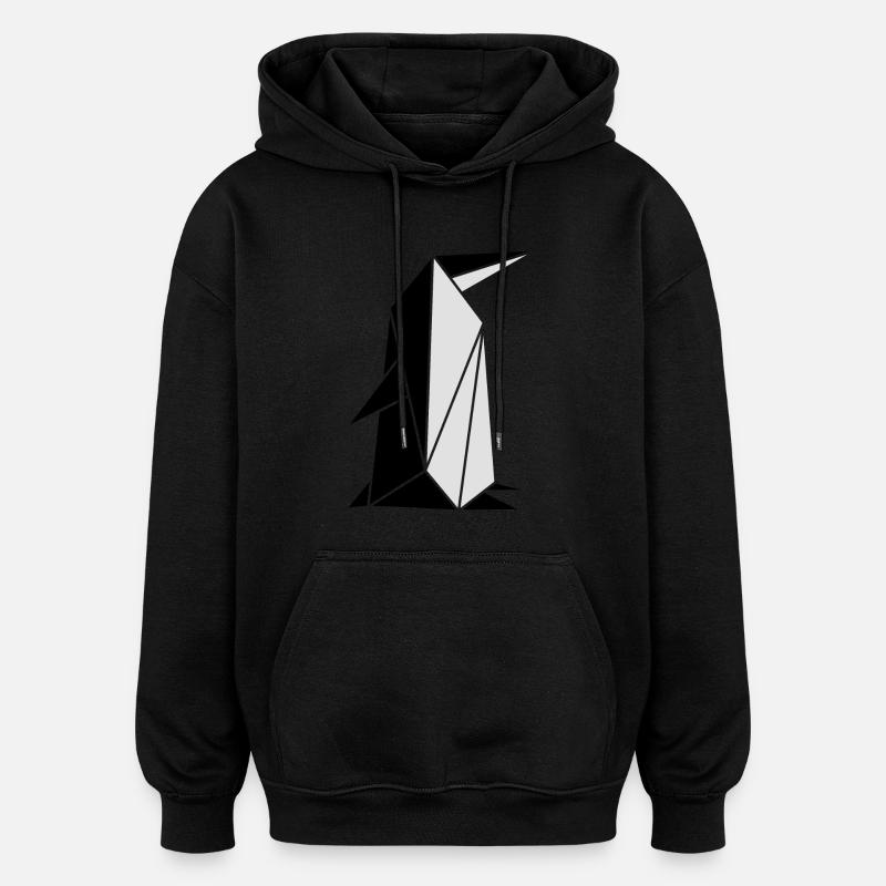 Origami: Pinguin - Sweat à capuche oversize unisexe - noir