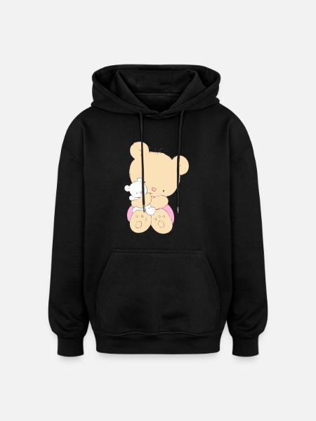 Bear hugging toy Teddy bear - Oversized Unisex Hoodie - black