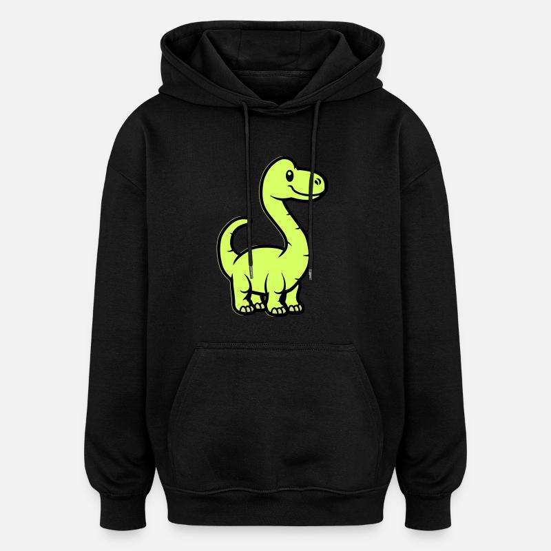 Bande dessinée Dinosaure Brontosaure - Sweat à capuche oversize unisexe - noir
