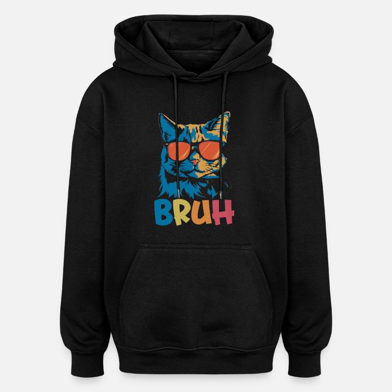 Bruh-Katze - Oversized Unisex Hoodie - Schwarz
