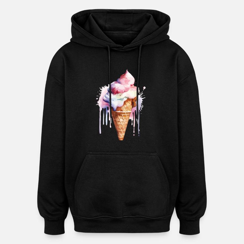 glace - Sweat à capuche oversize unisexe - noir