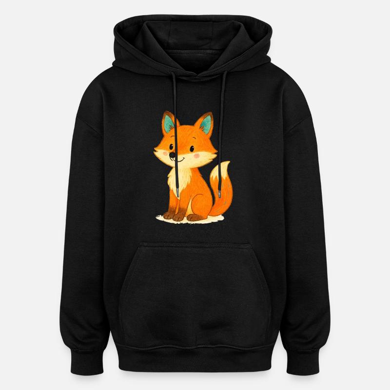 Bande dessinée Fox - Sweat à capuche oversize unisexe - noir