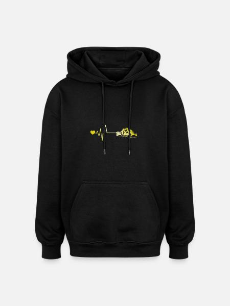 Mountains Heartbeat Mountains - Oversized Unisex Hoodie - black