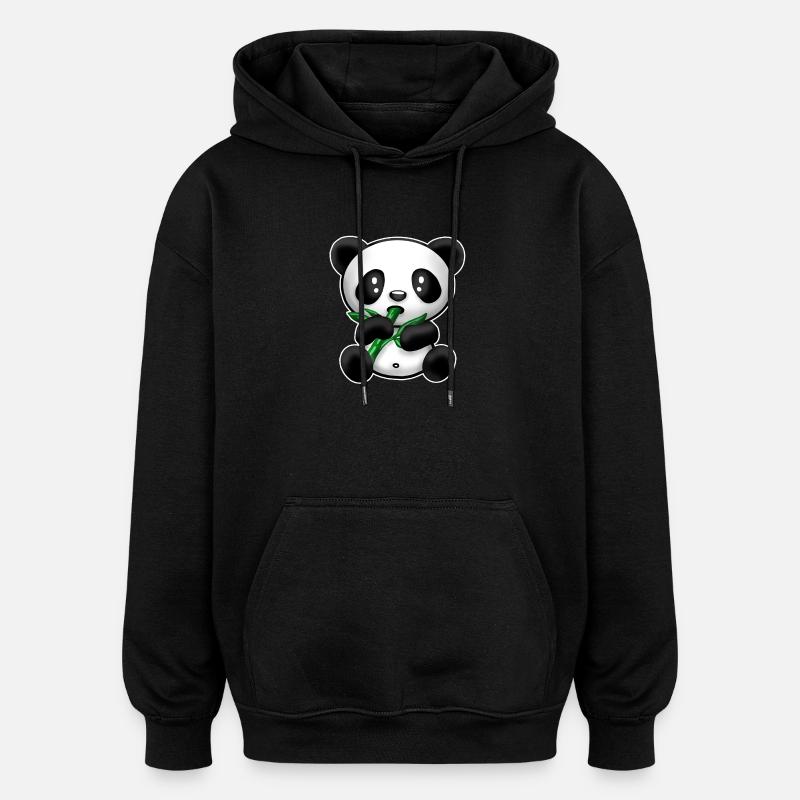 Panda with bamboo - Oversized Unisex Hoodie - black