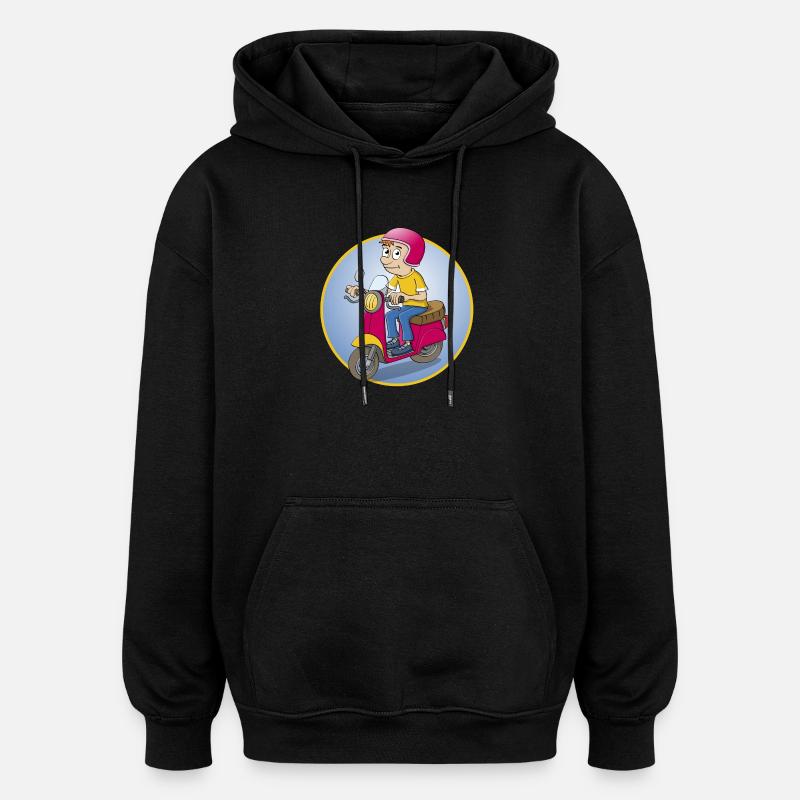 Der Rollerfahrer - Version1 - Oversized Unisex Hoodie - Schwarz