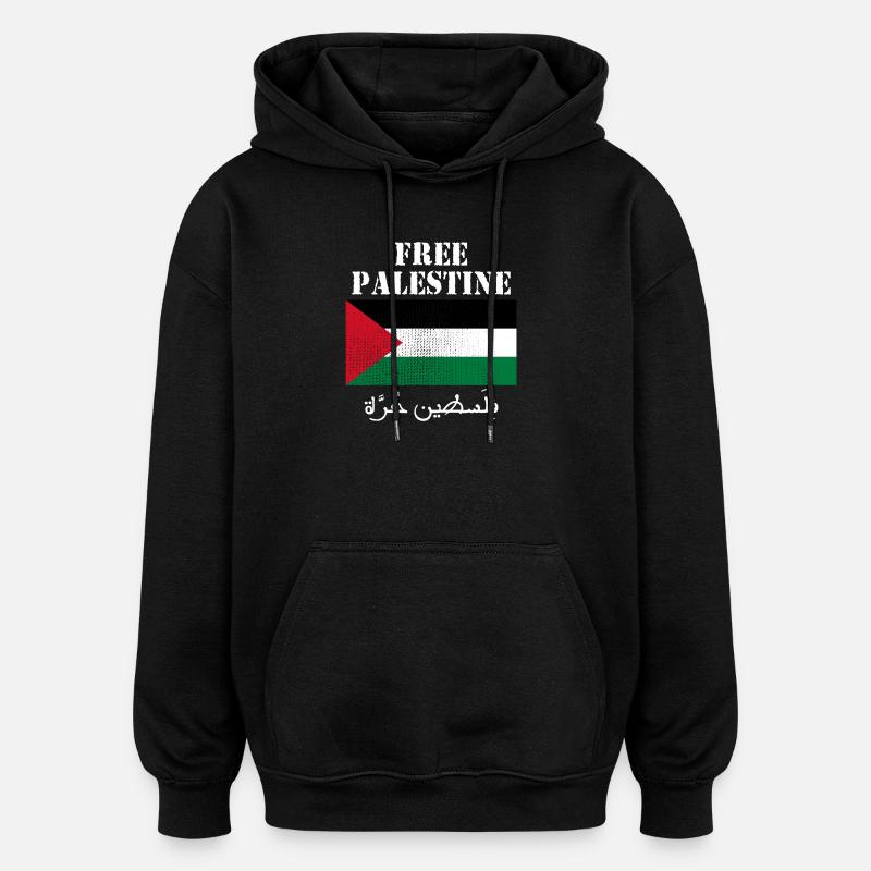 Drapeau de Palestine libre - Sweat à capuche oversize unisexe - noir