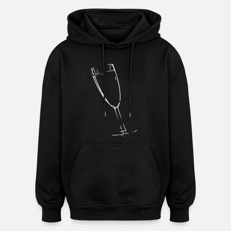 Abstract glass / line / white / pattern - Oversized Unisex Hoodie - black