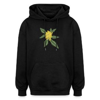 Silber Akazie mit ihren gelben Blüten Pompons - Oversized Unisex Hoodie - Schwarz - Vorne - Noah (186cm)