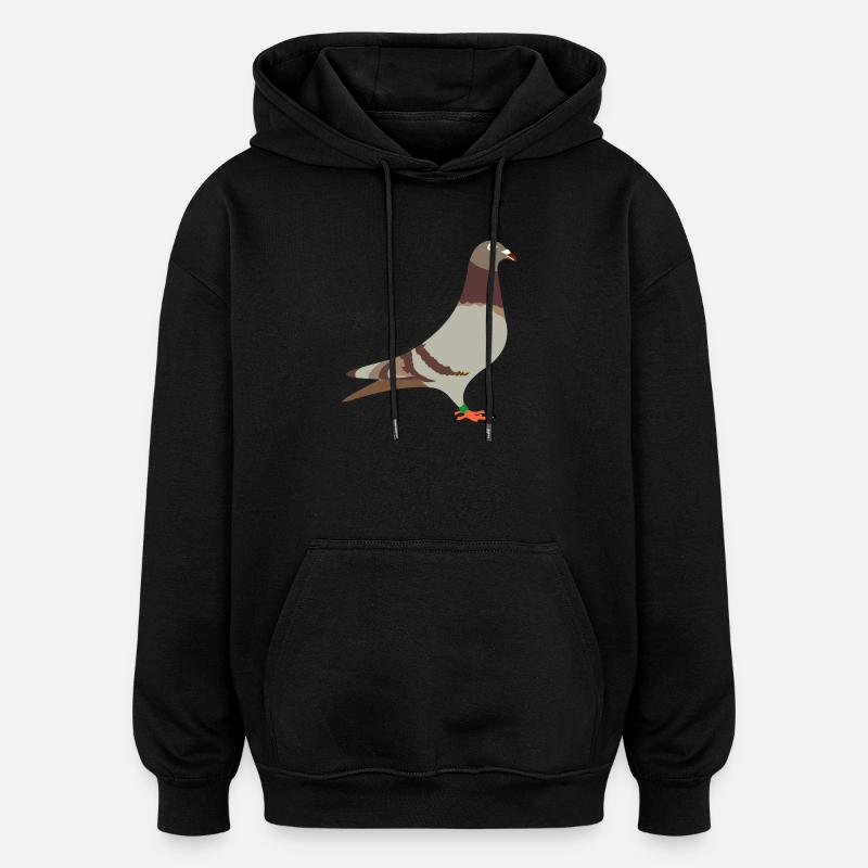 Pigeon voyageur brun rouge - Sweat à capuche oversize unisexe - noir
