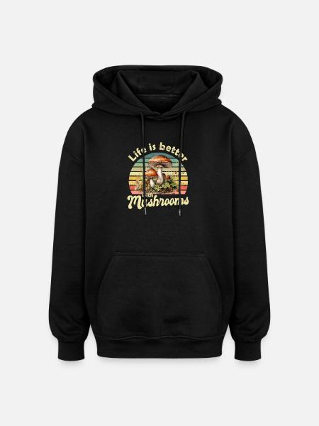 Mushroom Mushrooms - Oversized Unisex Hoodie - black