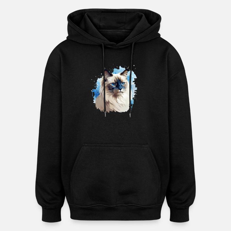 Katze Kopf Heilige Birma - Oversized Unisex Hoodie - Schwarz