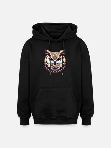 Eule - Oversized Unisex Hoodie - Schwarz