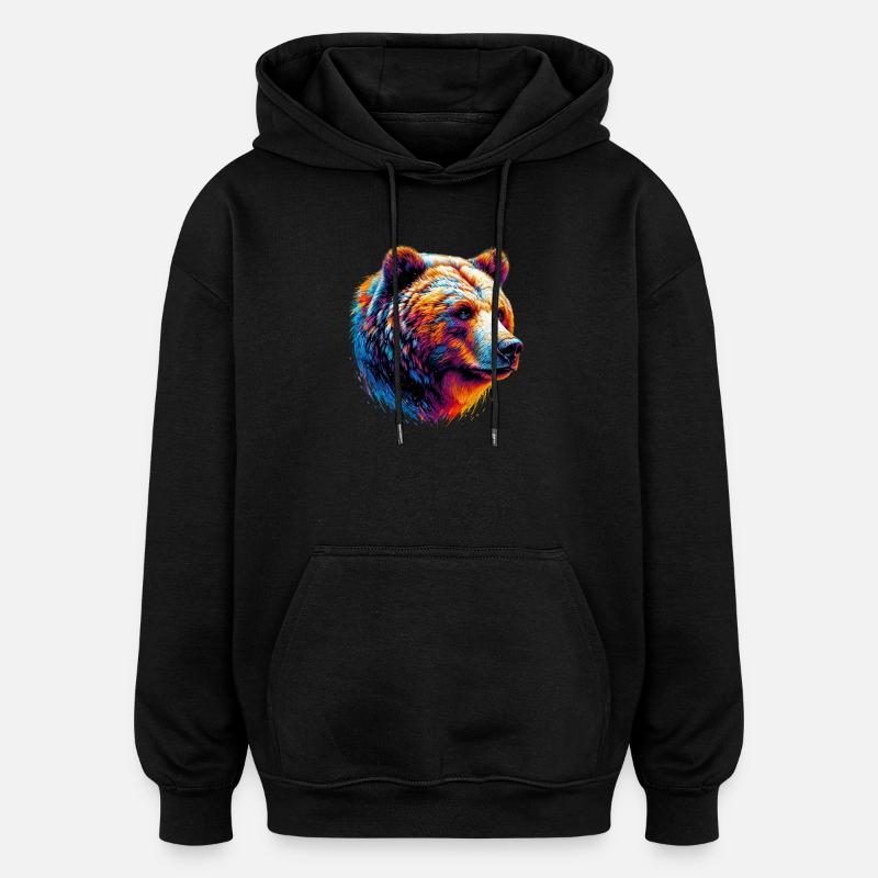 Bär - Oversized Unisex Hoodie - Schwarz