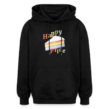 Stück Regenbogen Kuchen in zarten Pastellfarben - Oversized Unisex Hoodie - Schwarz - Vorne - Noah (186cm)