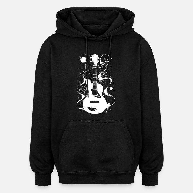 Dessin de ukulélé - Sweat à capuche oversize unisexe - noir