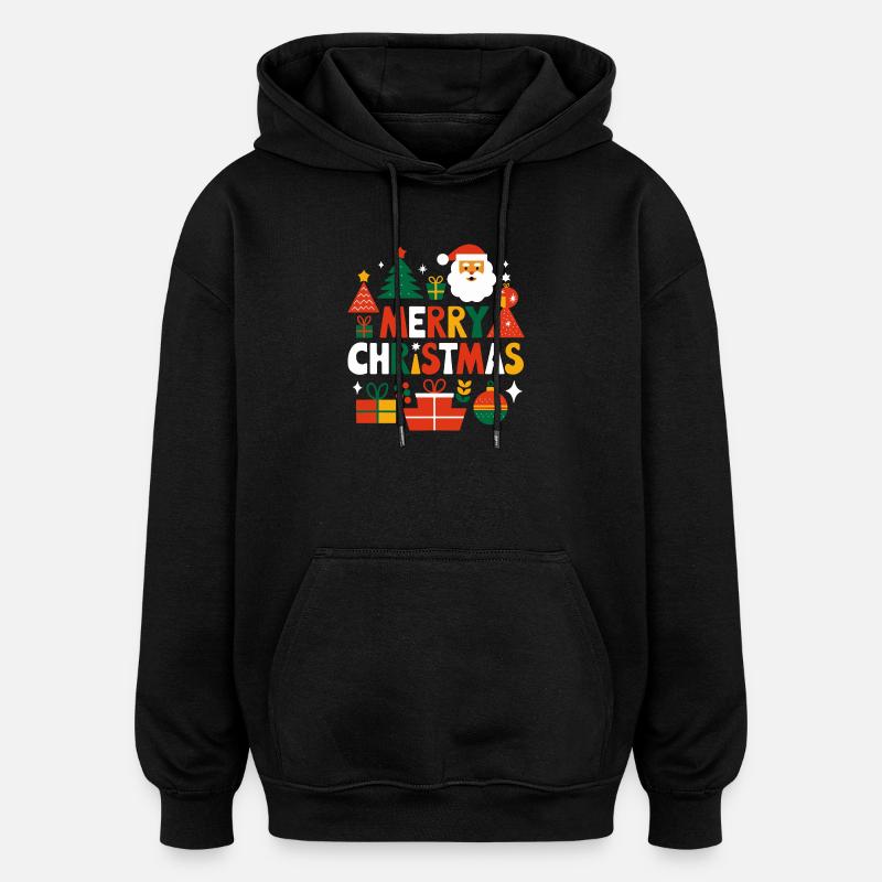 Design vibrant de joyeux Noël - Sweat à capuche oversize unisexe - noir