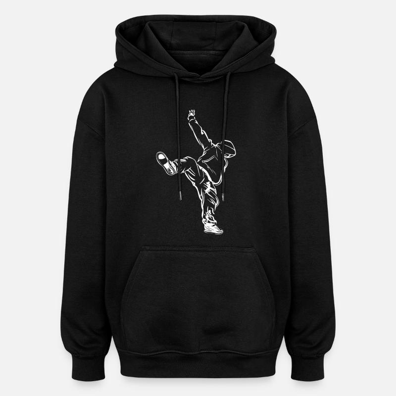 Croquis de breakdancer - Sweat à capuche oversize unisexe - noir