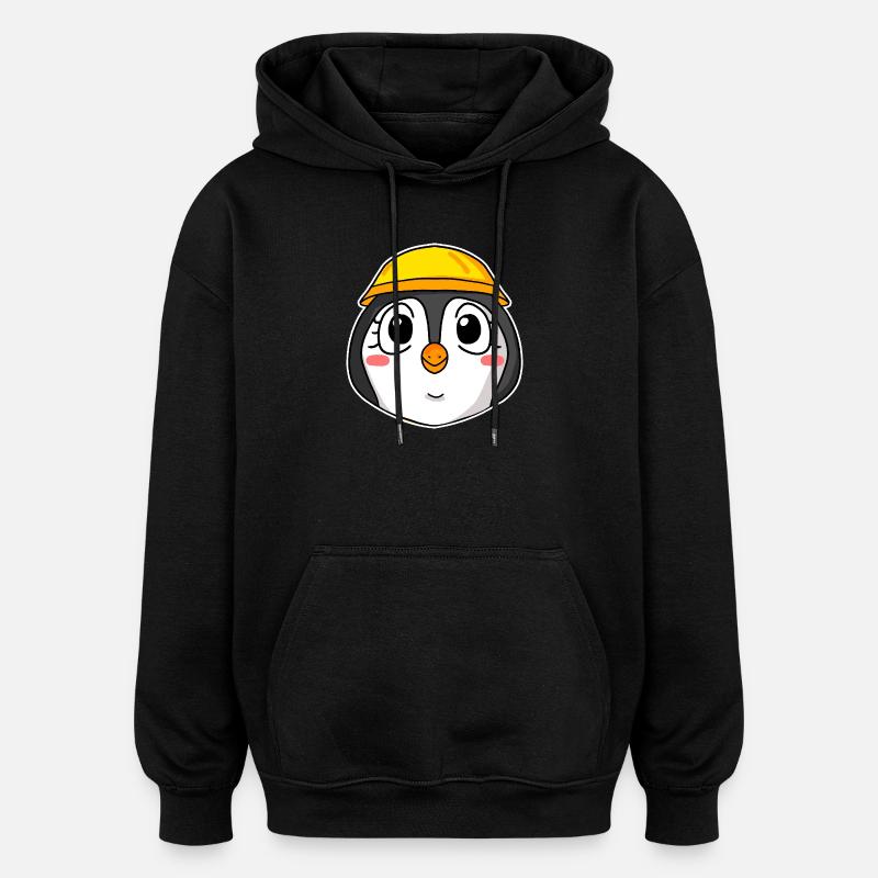 Penguin Construction Site - Oversized Unisex Hoodie - black