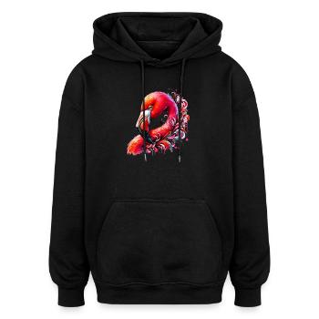 Flamingo - Oversized Unisex Hoodie - Schwarz - Vorne - Noah (186cm)