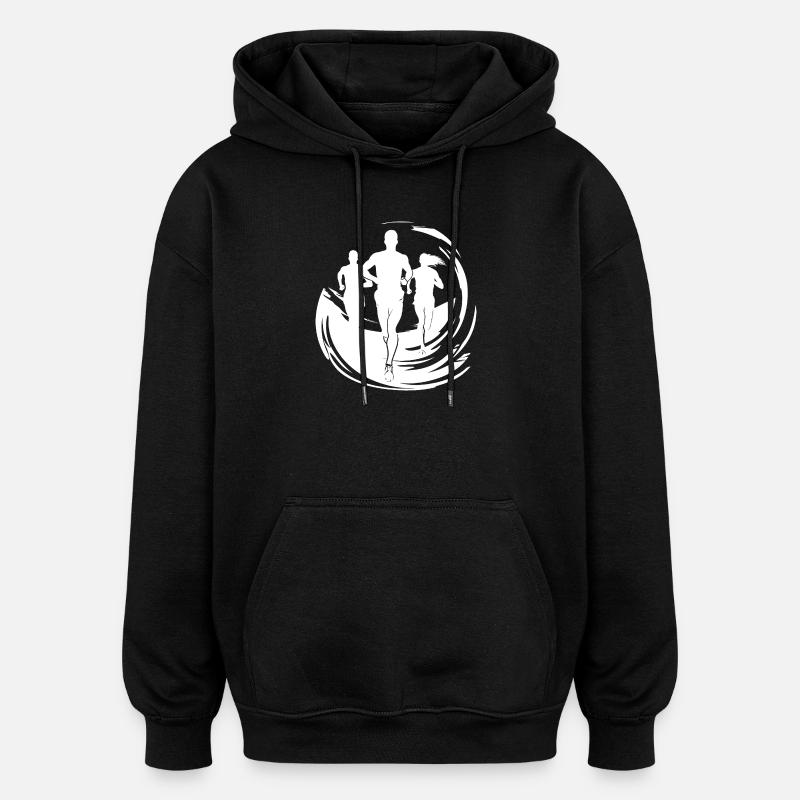 Läufer Zeichnung - Oversized Unisex Hoodie - Schwarz