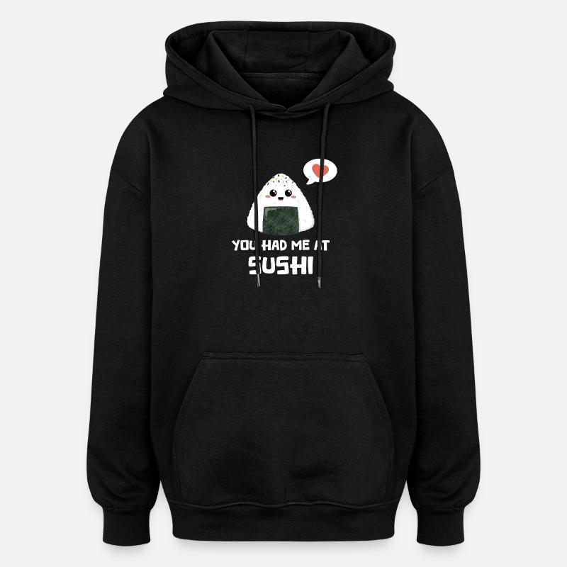 Sushi onigiri disant drôle - Sweat à capuche oversize unisexe - noir