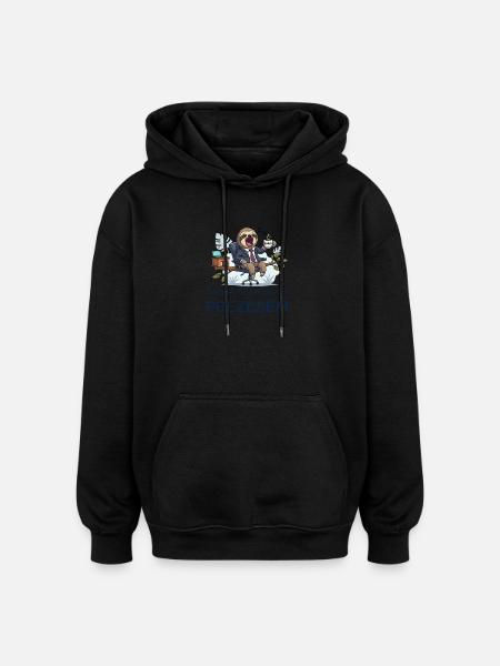 Yawning lazy sloth in the office - Oversized Unisex Hoodie - black