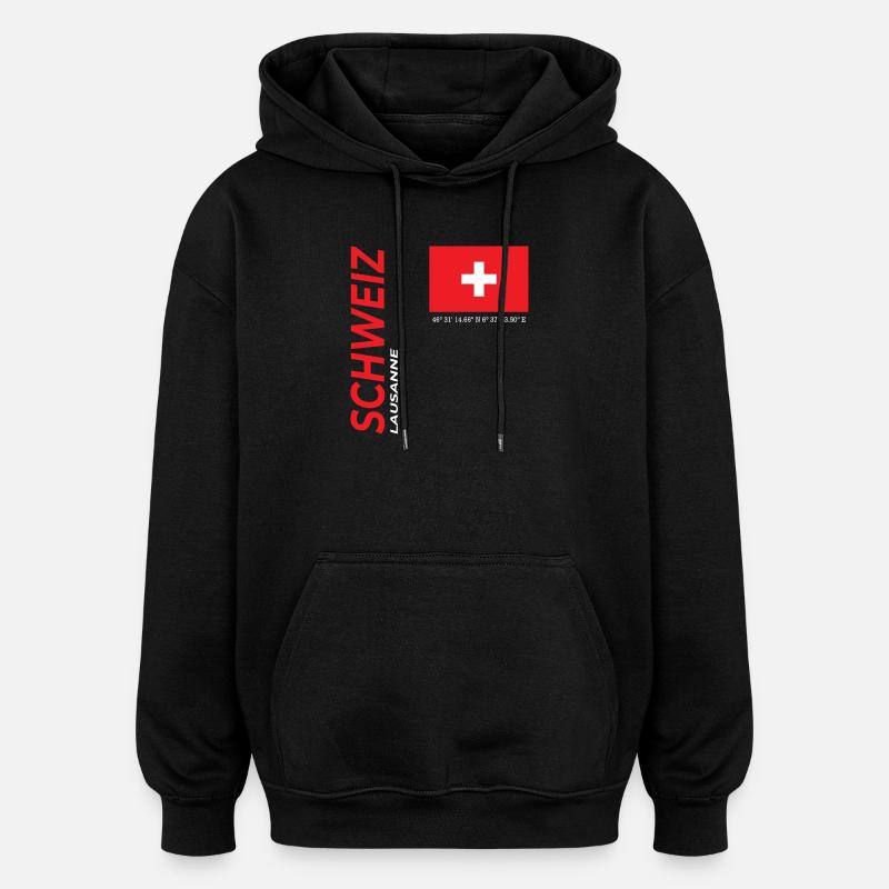Lausanne - Sweat à capuche oversize unisexe - noir