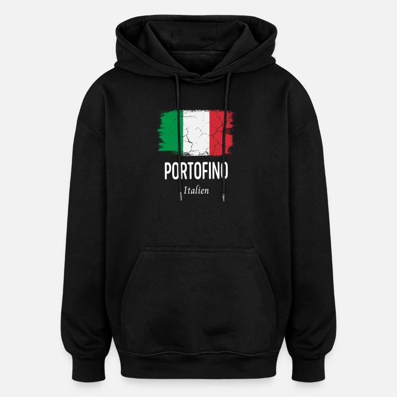 Portofino - Sweat à capuche oversize unisexe - noir