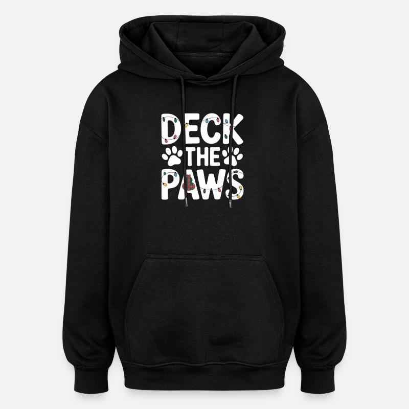 Fête de Noël Deck the Paws - Sweat à capuche oversize unisexe - noir