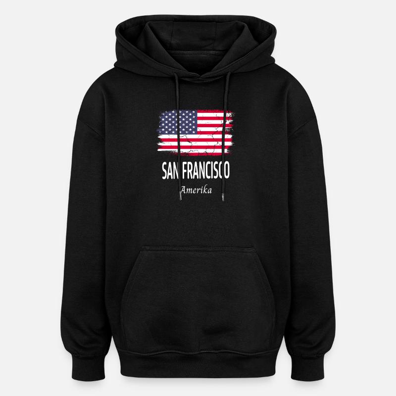 San Francisco - Sweat à capuche oversize unisexe - noir
